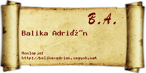 Balika Adrián névjegykártya